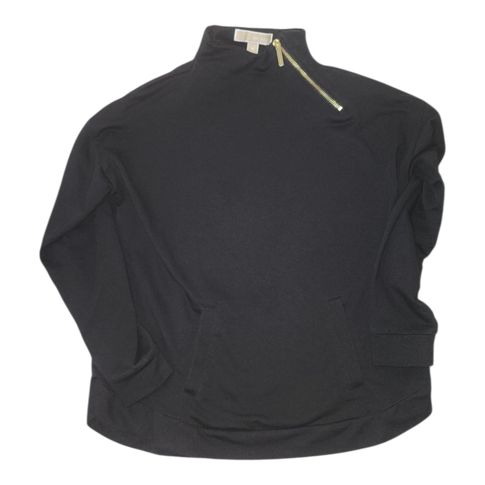 Michael Kors Sweater Womens Size‎ M Medium Black Zipper Collar Basic Classic